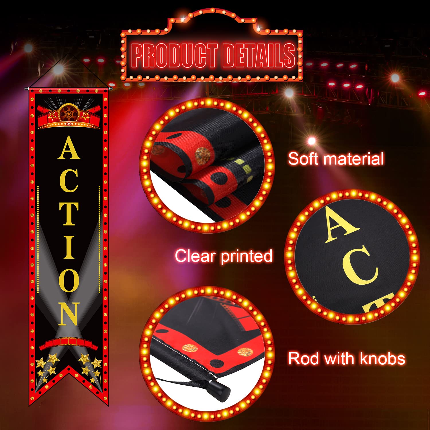 Movie Night Porch Sign Banner Movie Theme Party Decorations Movie Theater Welcome Now Showing Lights Camera Action Hanging Porch